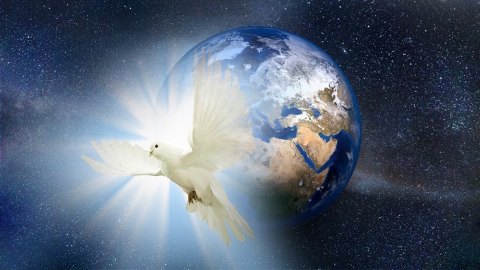 4K Dove of Peace over Earth