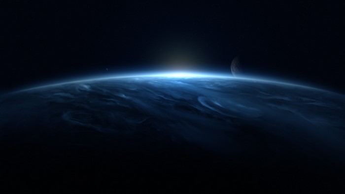 Planet and Moon in Space