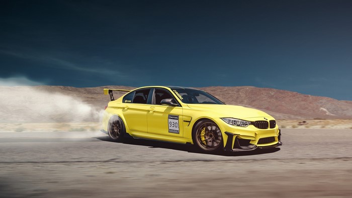 Yellow BMW M3 Drifting