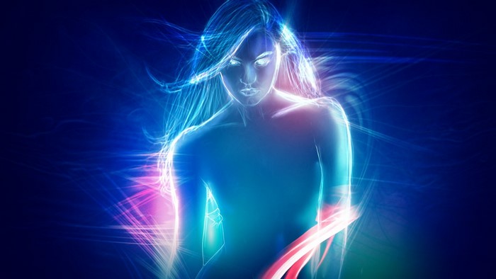 Abstract Woman with Neon Lights
