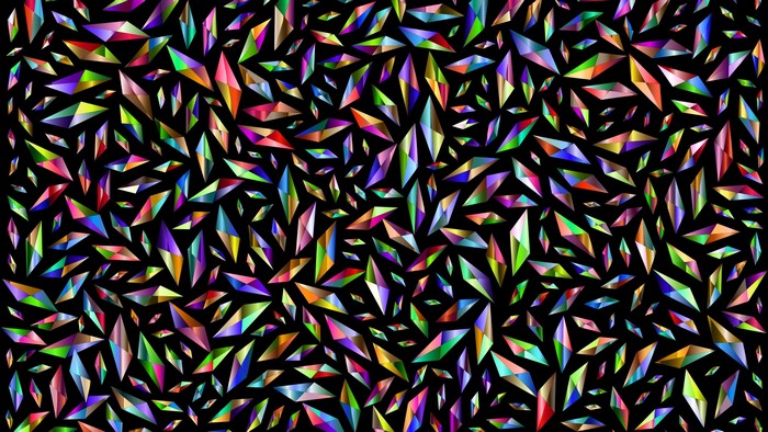 Abstract Colorful Crystal Shards on Black Background