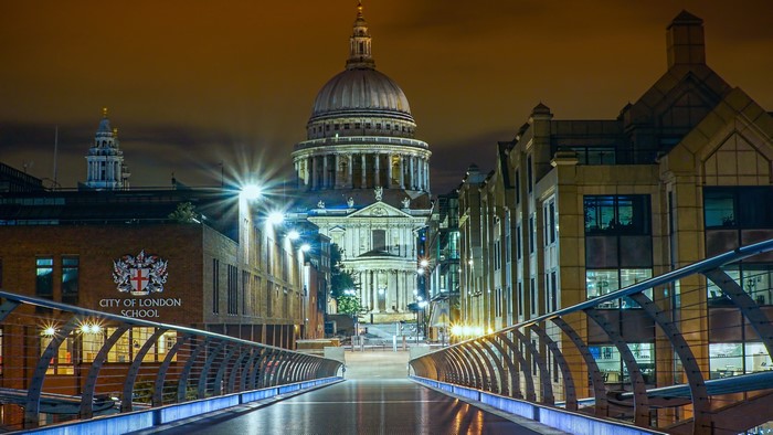 St. Paul's Cathedral and City of London School at Night