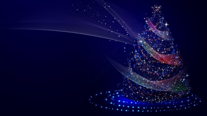 Abstract Christmas Tree with Stars and Lights