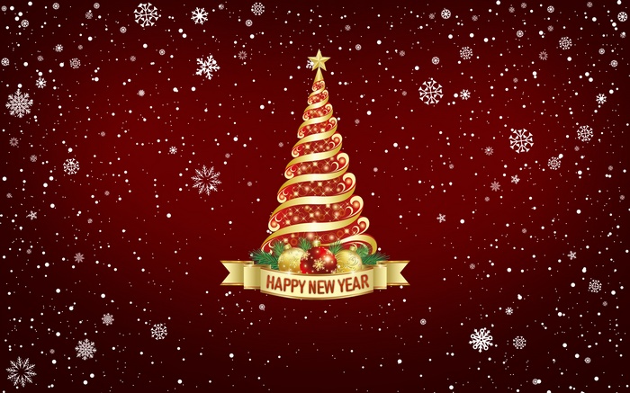 Happy New Year Christmas Tree 4K