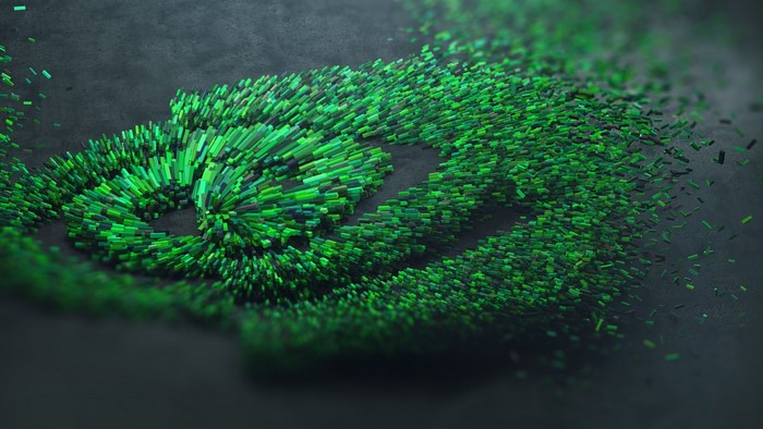 Nvidia Logo made of green particles