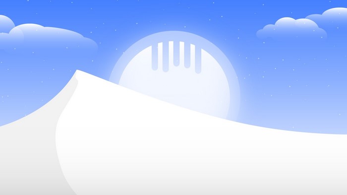 Bright Winter Landscape with Clouds and Stars
