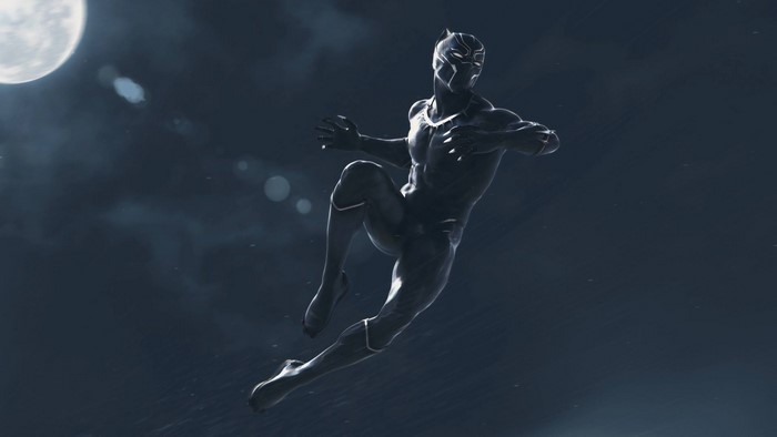 Black Panther in mid-air at night