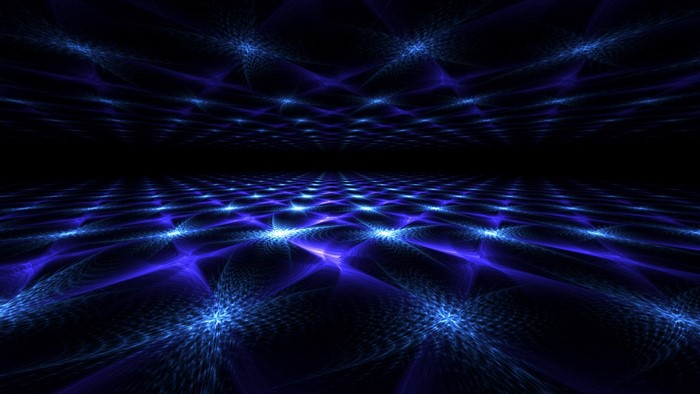 Abstract blue grid with reflections