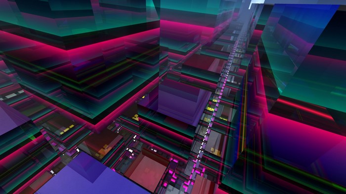 Abstract geometric shapes with neon lights
