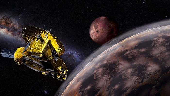 New Horizons spacecraft near Pluto and Charon