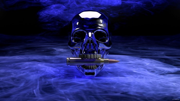 Chrome Skull with Bullet