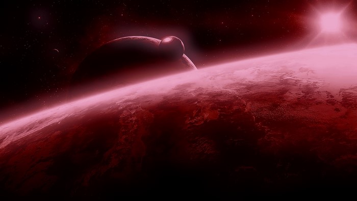 Planets and a star in deep space