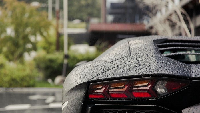 Lamborghini Aventador in the rain