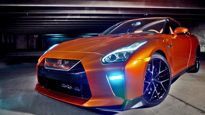 Orange Nissan GT-R NISMO in parking garage