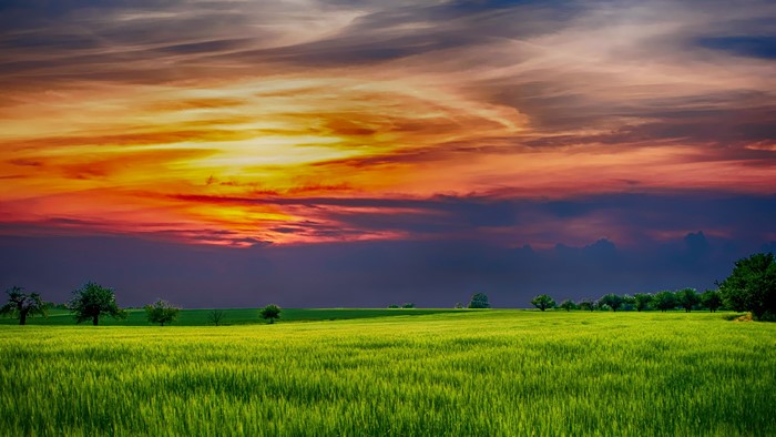 4K Nature Landscape with Sunset Sky