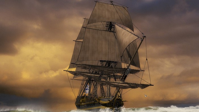 Sailboat on stormy seas