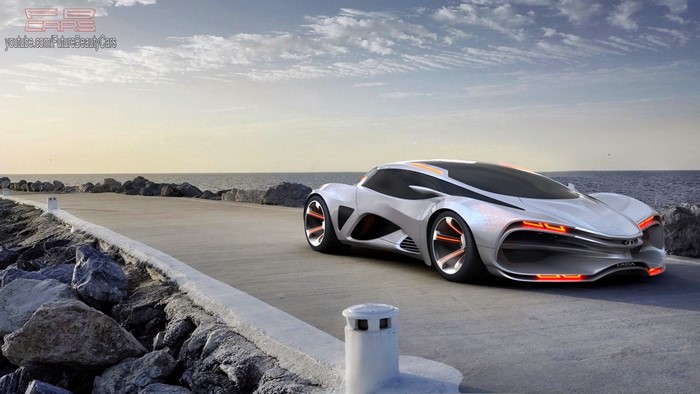 Concept Lada car on a coastal road