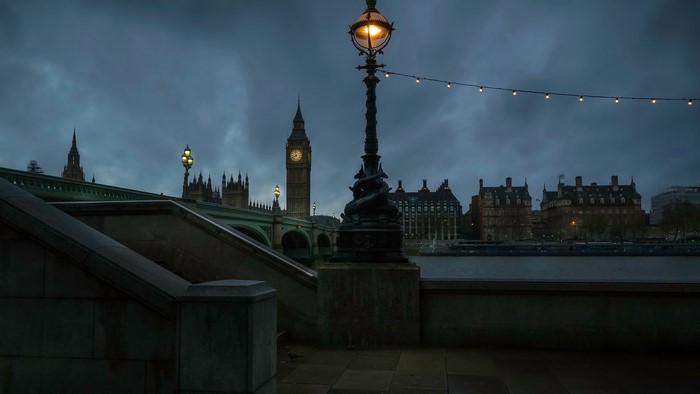 Big Ben and Westminster Palace at dusk
