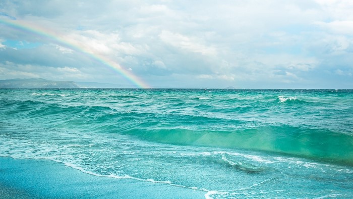 Ocean with Rainbow and Waves