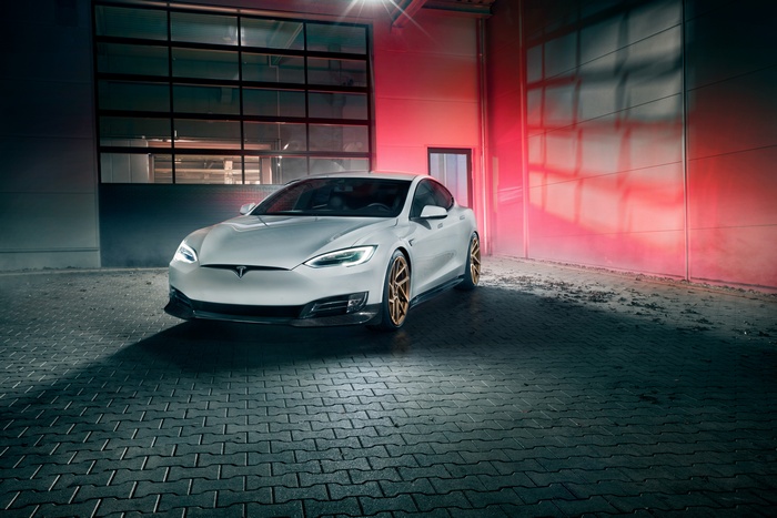 White Tesla Model S with Novitec Performance Kit 4K