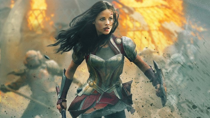 Jaimie Alexander as Lady Sif in battle
