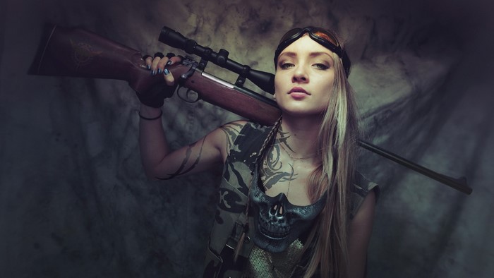 Girl with a sniper rifle