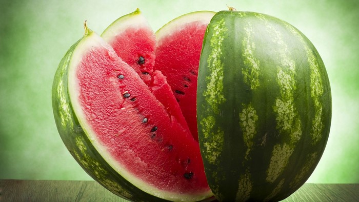 Watermelon slices and whole watermelon