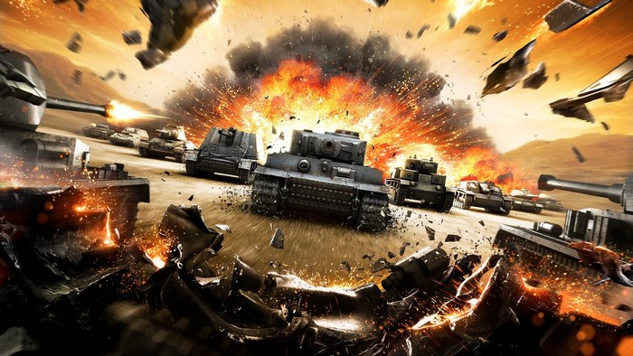 World of Tanks battle with explosion