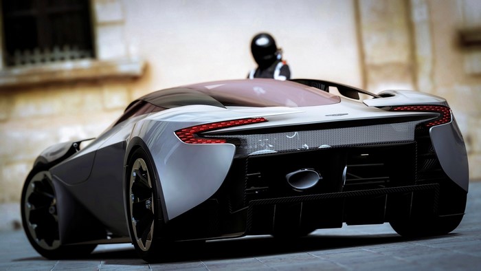 Aston Martin sports car with driver