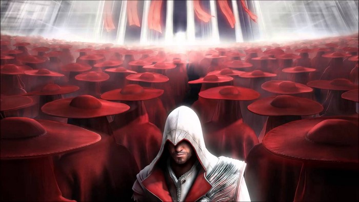 Ezio Auditore from Assassin's Creed Brotherhood in a crowd