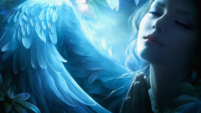 Angel with blue wings