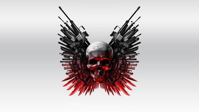 The Expendables Skull with Guns and Knives