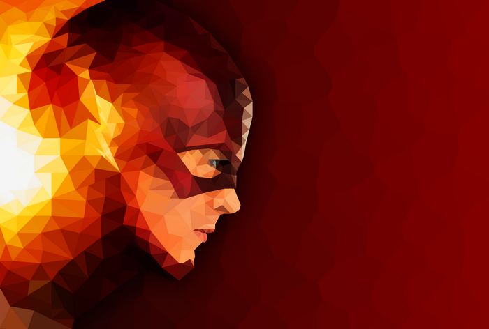 The Flash low poly portrait