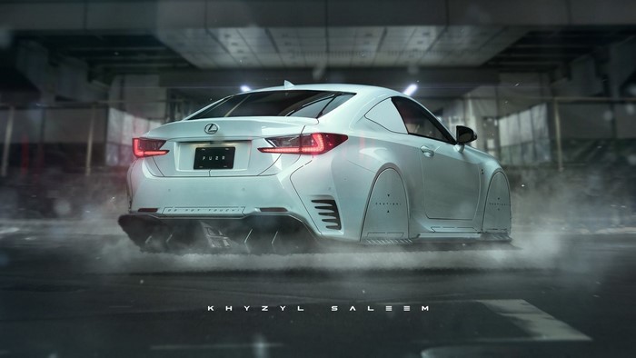 White Lexus RC F concept car driving