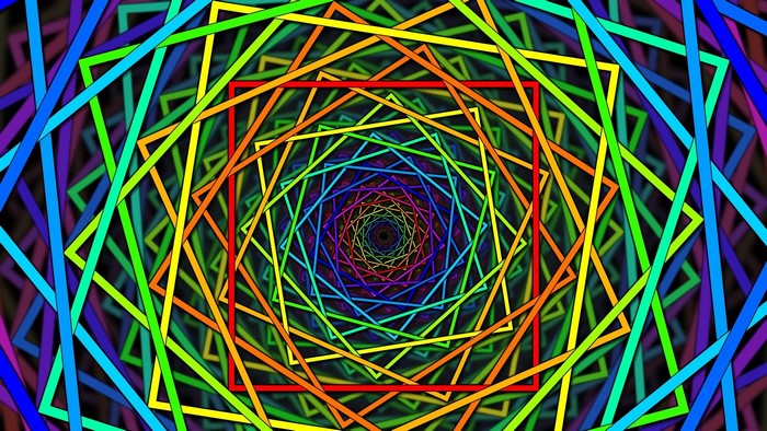 Rainbow Squares Spiral Pattern