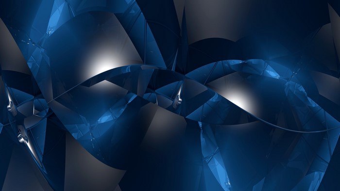 Abstract Blue Geometric Shapes with Light Reflections