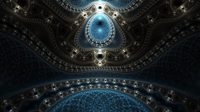 Abstract fractal pattern with blue and gold.