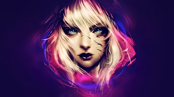 Fantasy girl with blue eyes and blonde hair, 4K digital art