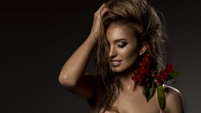 Woman with flowers