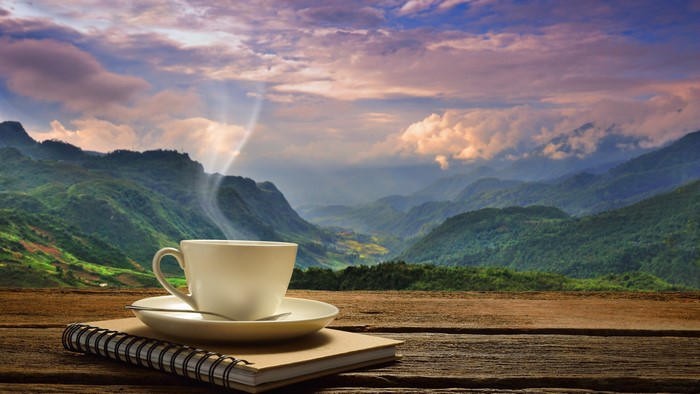 4K Morning Coffee with Mountain View