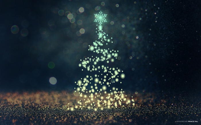 Christmas tree made of sparkles and bokeh