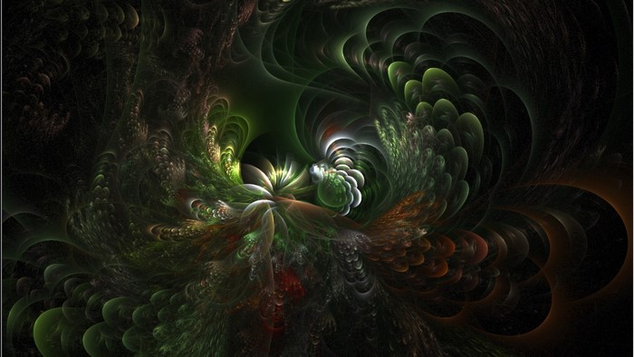 Abstract fractal art with green and brown tones
