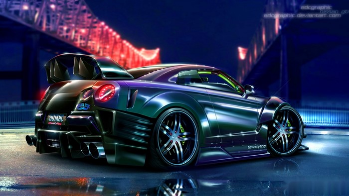Modified Nissan GTR R35 with custom body kit