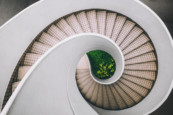 Spiral Staircase with Greenery