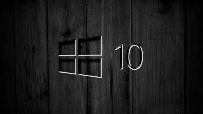 Windows 10 Logo on Dark Wood