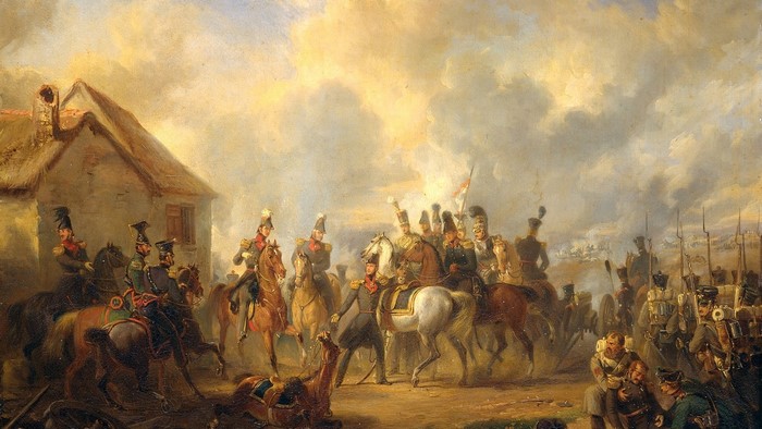 Battle of Boutersem painting with soldiers on horseback