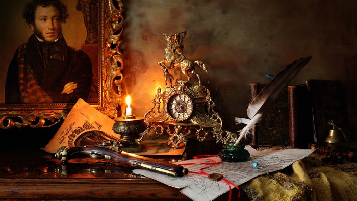 4K Still Life with Portrait and Pistol