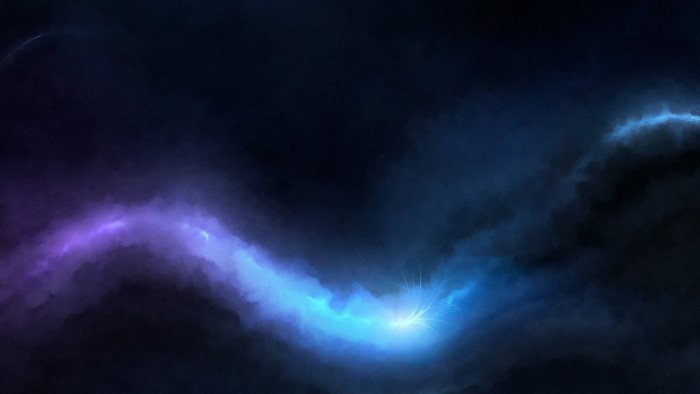 Cosmic Nebula with Purple and Blue Light