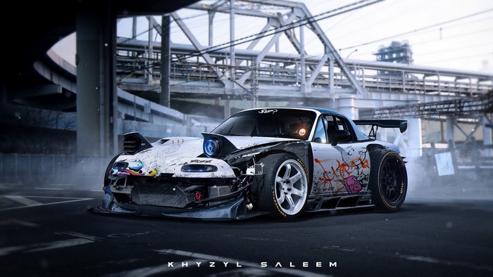 Modified Mazda Miata with racing modifications