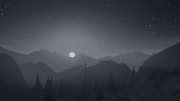Firewatch Mountains at Night